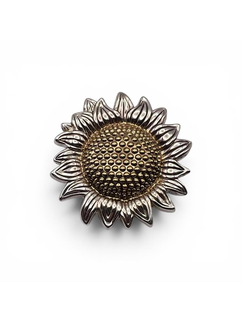 Vintage 90s Mixed Metal Sunflower Brooch Pin